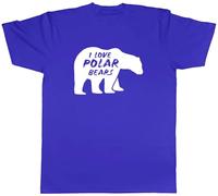 Shopagift I Love Polar Bears Mens T-Shirt Arctic Wildlife Lover Tee Blue