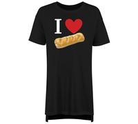 Shopagift I Love Sausage Roll Women's Nightie Baked Goods Lover Night Shirt Black