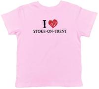 Shopagift I Love Stoke-on-Trent Kids T-Shirt Fine Ceramics Pottery Childrens Tee Boys Girls Light Pink