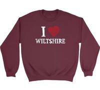 Shopagift I Love Wiltshire Sweatshirt Ham and Bacon Curing Unisex Jumper Maroon