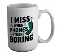 Shopagift I Miss When Phones were Boring Funny Mobile Mug White 15oz Large Ceramic Cup