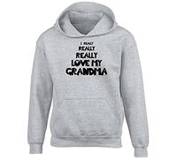 Shopagift I Really Really Love My Grandma Childrens Kids Hooded Top Hoodie Grey