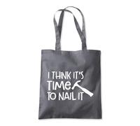 Shopagift I Think It's Time To Nail It Funny DIY Hammer Tote Shopping Beach Bag 10 Litres Capacity - 42cm x 38cm