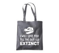 Shopagift I will love you till the Day I go Extinct Funny Tote Shopping Beach Bag 10 Litres Capacity - 42cm x 38cm