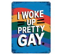 Shopagift I Woke Up Pretty Gay Funny Metal Poster Wall Tin Sign Man Cave Shed Bar Bedroom Home Kitchen - A4