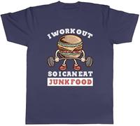 Shopagift I Work Out Mens T-Shirt Eat Junk Food Tee