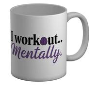 Shopagift I Work Out Mentally Brain Training Wellness Mind Mug White 11oz Large Ceramic Cup