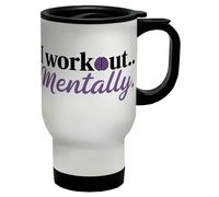 Shopagift I Work Out Mentally Brain Training Wellness Mind Travel Mug Stainless Steel 14oz Cup