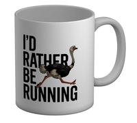 Shopagift I'd Rather Be Running Funny Ostrich Marathon Mug White 11oz Large Ceramic Cup
