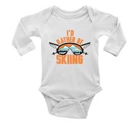 Shopagift I'd Rather be Skiing Baby Grow Vest Bodysuit Ski Goggles Mountains Snow Boys Girls L/S