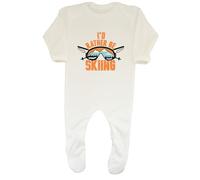 Shopagift I'd Rather be Skiing Baby Romper Ski Goggles Mountains Snow Boys Girls White