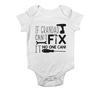 Shopagift If Grandad Can't Fix It No One Can DIY Tools Boys and Girls Baby Vest Bodysuit