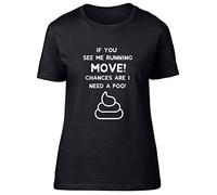 Shopagift If You See me Running Chances are i Need a Poo! Fitted Womens T-Shirt Black