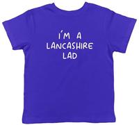 Shopagift I'm a Lancashire Lad Kids T-Shirt Funny Lancastrian Childrens Tee Boys Girls Blue