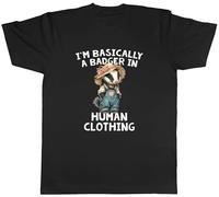 Shopagift I'm Basically a Badger in Human Clothing Funny Mens T-Shirt Tee Black