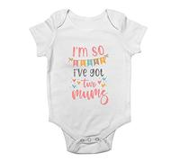 Shopagift I'm Lucky I've Got Two Mums Baby Vest Bodysuit Gift White