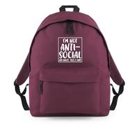 Shopagift I'm Not Anti Social, Oh Wait Yes I Am Backpack Rucksack 18 Litres Capacity - 42cm x 31cm x 21cm