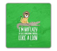 Shopagift I'm Not Lazy Just Conserving Energy Like a Lion 2 Pack Coasters - 9cm x 9cm