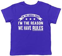 Shopagift I'm the Middle Child, I'm the Reason we Have Rules Funny Childrens Kids Short Sleeve T-Shirt Blue