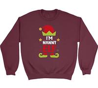 Shopagift I'm The Nanny Elf Christmas Xmas Unisex Sweatshirt Jumper Gift Maroon