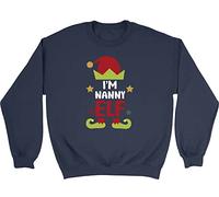 Shopagift I'm The Nanny Elf Christmas Xmas Unisex Sweatshirt Jumper Gift Navy