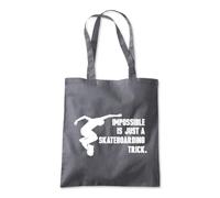Shopagift Impossible is Just a Skateboarding Trick Tote Shopping Beach Bag 10 Litres Capacity - 42cm x 38cm