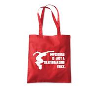 Shopagift Impossible is Just a Skateboarding Trick Tote Shopping Beach Bag 10 Litres Capacity - 42cm x 38cm