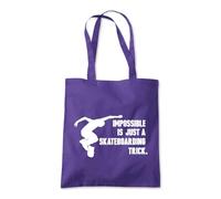 Shopagift Impossible is Just a Skateboarding Trick Tote Shopping Beach Bag 10 Litres Capacity - 42cm x 38cm