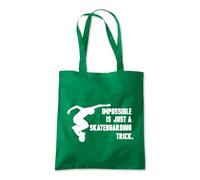 Shopagift Impossible is Just a Skateboarding Trick Tote Shopping Beach Bag 10 Litres Capacity - 42cm x 38cm