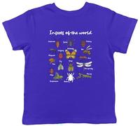 Shopagift Insects of The World Various Bugs Kids T-Shirt Childrens Tee Boys Girls Blue