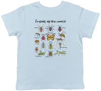 Shopagift Insects of The World Various Bugs Kids T-Shirt Childrens Tee Boys Girls Light Blue