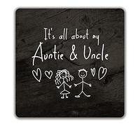 Shopagift It's All About My Auntie and Uncle 2 Pack Coasters - 9cm x 9cm