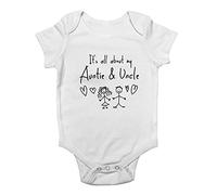 Shopagift It's All About My Auntie and Uncle Baby Grow Vest Bodysuit White