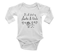 Shopagift It's All About My Auntie and Uncle Long Sleeve Baby Grow Vest Bodysuit