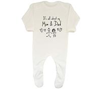 Shopagift It's All About My Mum and Dad Baby Grow Romper Suit White