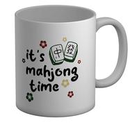 Shopagift It's Mahjong Time Mug Chinese Board Game White 11oz Large Ceramic Cup