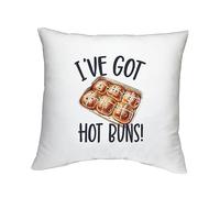 Shopagift I've got Hot Buns Cushion Cover Funny Hot Cross Buns Gift Bedroom Lounge Accessory - 40cm x 40cm