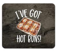Shopagift I've got Hot Buns Mouse Mat Pad Funny Hot Cross Buns Gift 24cm x 19cm
