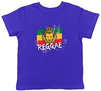 Shopagift Jamaican Reggae Flag Lion Childrens Kids T-Shirt Gift Blue
