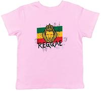 Shopagift Jamaican Reggae Flag Lion Childrens Kids T-Shirt Gift Light Pink