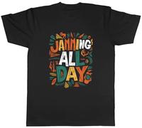 Shopagift Jamming All Day Mens T-Shirt Reggae Lover Music Love Rasta Tee Black
