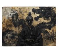 Shopagift Japanese Black Spirit Dragon Glass Chopping Board Large Kitchen Worktop Saver 39cm x 28cm