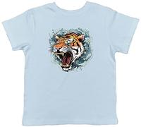 Shopagift Japanese Tiger Kids T-Shirt Ferocious Tora Shishi Japan Childrens Tee Gift Light Blue