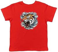 Shopagift Japanese Tiger Kids T-Shirt Ferocious Tora Shishi Japan Childrens Tee Gift Red