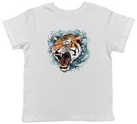 Shopagift Japanese Tiger Kids T-Shirt Ferocious Tora Shishi Japan Childrens Tee Gift White