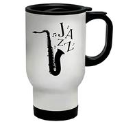 Shopagift Jazz Coming Out an Saxophone with Music Notes Travel Mug Gift Cup