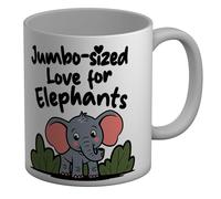 Shopagift Jumbo Sized Love for Elephants Wildlife Jungle Mug White 11oz Large Ceramic Cup