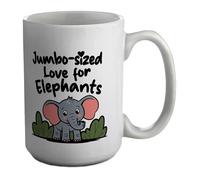 Shopagift Jumbo Sized Love for Elephants Wildlife Jungle Mug White 15oz Large Ceramic Cup