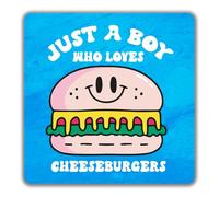 Shopagift Just a Boy Who Loves Cheeseburgers Funny Burger 2 Pack Coasters - 9cm x 9cm