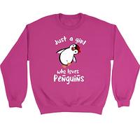 Shopagift Just A Boy Who Loves Penguin Kids Childrens Jumper Sweatshirt Gift Pink